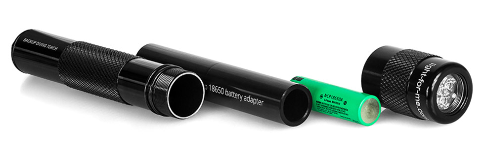 Backup torch with battery adapter
